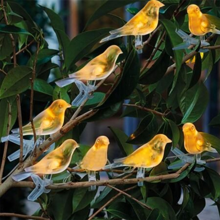8 Packs of Solar Powered Bird Lights, Garden Decoration, Cute Animal Warm Lamp, Wireless Dusk to Dusk LED Lights, Waterproof