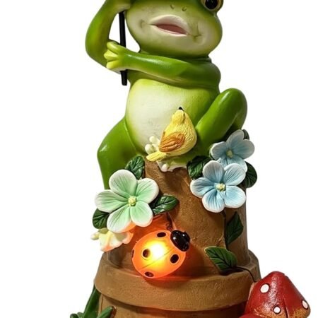 Solar Frog Garden Statue with LED Light Outdoor Decor