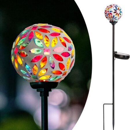 Solar Lights Outdoor Decorative - Solar Mosaic Garden Stakes Flower Decorative Lights Waterproof for Pathway Yard Lawn Decoration Multi