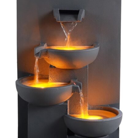 29.13 in. 3-Tier Cascading Outdoor Water Fountain, Matte Gray