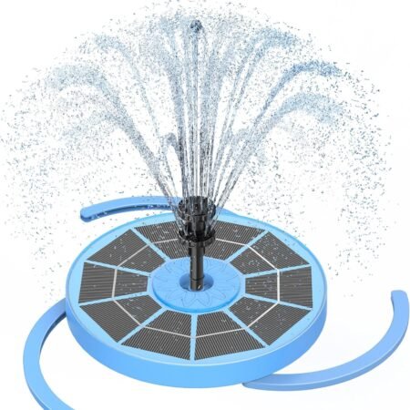 3.5W Solar Bird Bath Fountain Built-in 1800mAh Battery, Solar Water Pump with 8 Nozzles, Solar Powered Fountain Pump for Garden Birdbath Pool Fish Tank Pond and Outdoor (Blue)