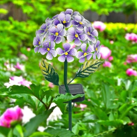 Solar Flower Stakes w/26 Lighted LEDs, Metal Ground Stake Included, 3colors, Wonderful Garden Decoration (Purple)