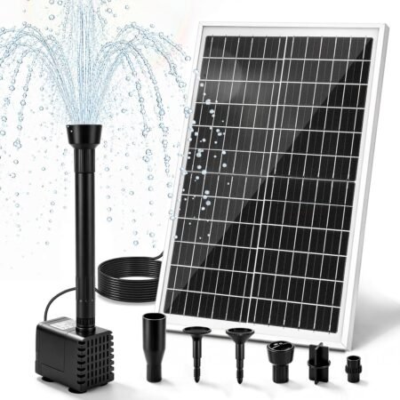 20W Solar Fountain Pump, Adjustable Submersible Pump for Garden Pond