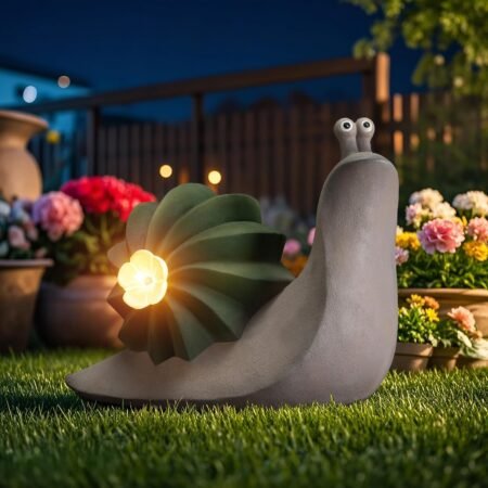 Solar - Powered Cactus Gnome Decorative Light - Whimsical Outdoor Ornament with LED Flower for Garden, Patio & Yard Decor (Cactus Snail - Stand)