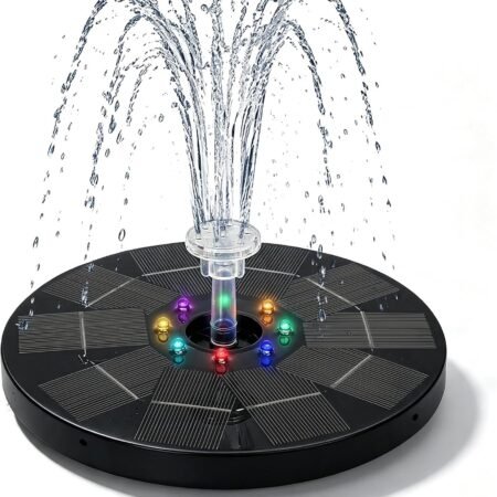Solar Bird Bath Fountain Pump 4.0W with 6 Nozzles and LED Lights