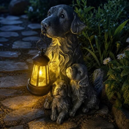 Outdoor Garden Decor, Dog Themed Outdoor Statue Light, Solar Powered, Plastic, Perfect for Lawns Walkways Gardens Balconies, Perfect Birthday Gifts for Women