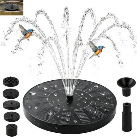 Solar Fountain Outdoor Solar Powered Fountain Pump with 6 Nozzles and 4 Support Tubes, Floating Fountain for Bird Bath, Pond, Aquarium, Garden and Fountain