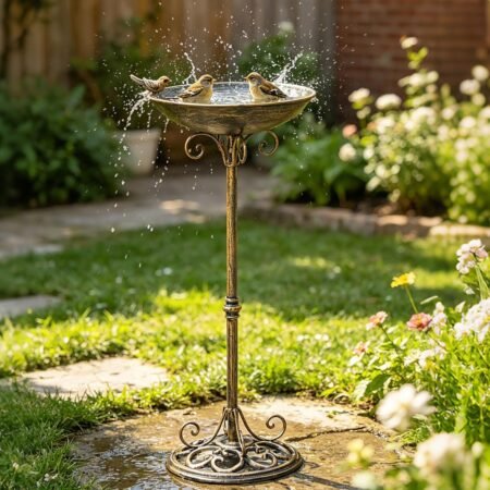 11.4" W*27.6" H Cast Iron Pedestal Bird Baths for Outdoors, Vintage Metal Bird Bath Bowl, Bird Feeder Or Drinker Plate, Home Garden Lawn Yard Decorations